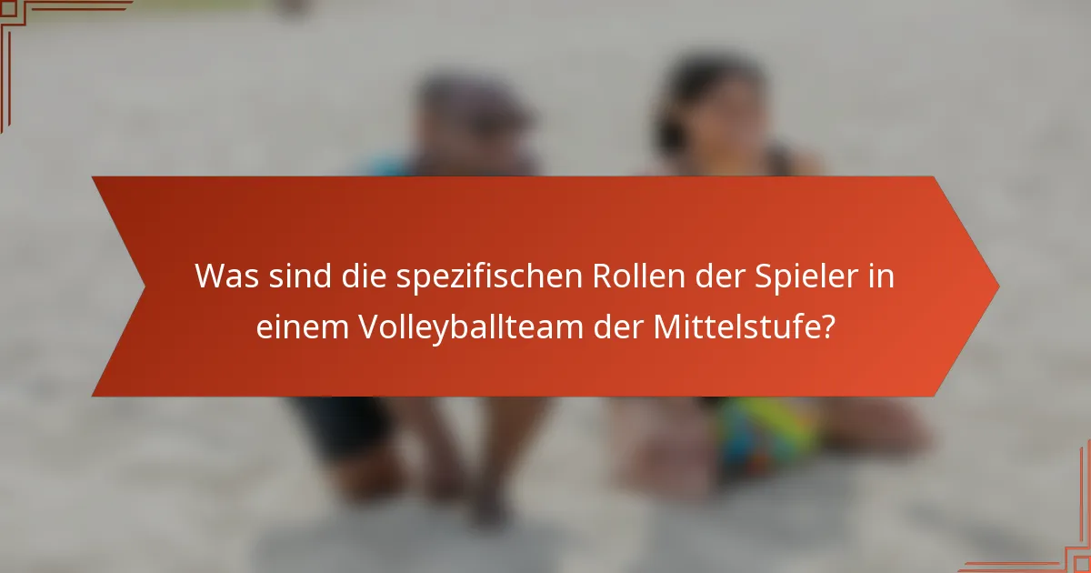 Was sind die spezifischen Rollen der Spieler in einem Volleyballteam der Mittelstufe?