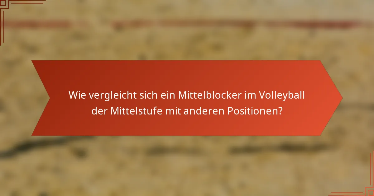 Wie vergleicht sich ein Mittelblocker im Volleyball der Mittelstufe mit anderen Positionen?